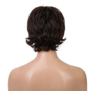 Short Brown Women Lady Wigs Daily Party Layered Curly Deep Wavy Cosplay Hairpiece with Net Cap