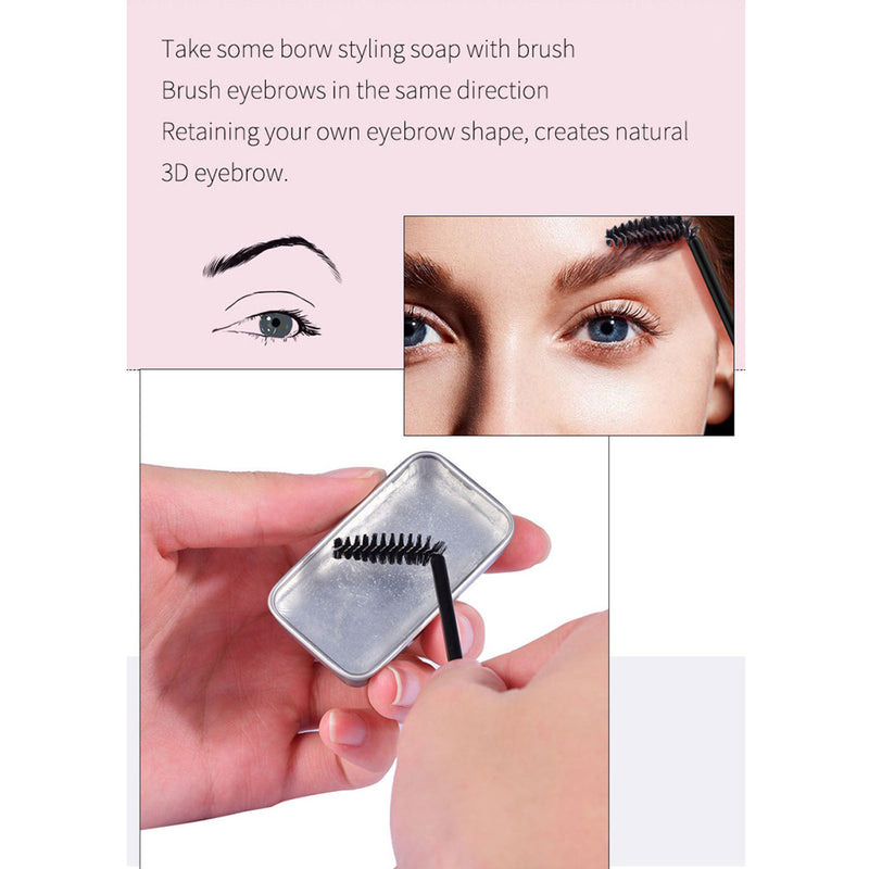 Clear Eyebrow Soap Balm Brow Styling Gel Pomade With Brows Shaper Groomer Brush