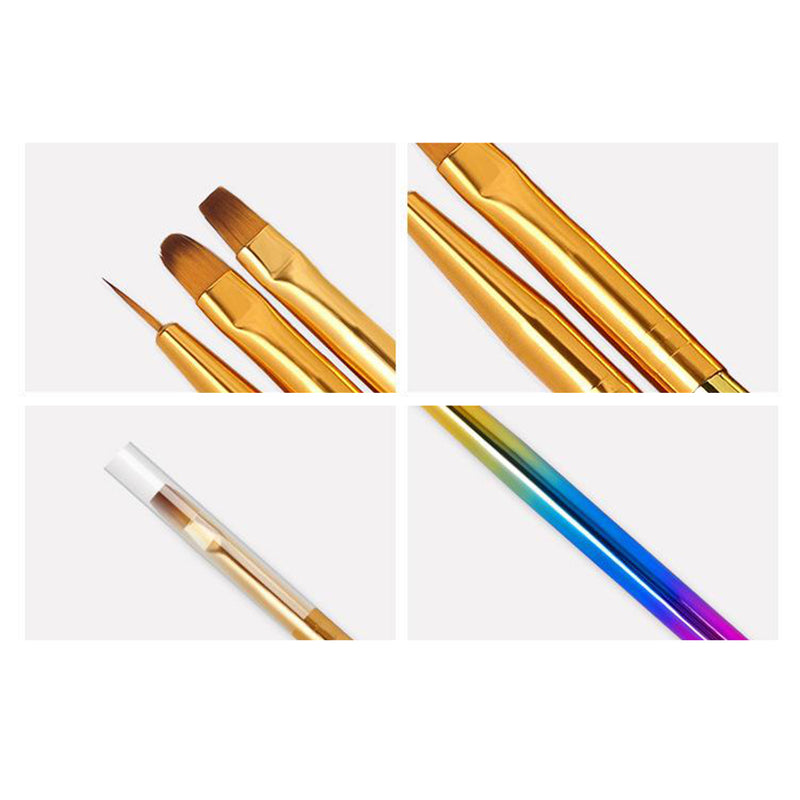 3 Pcs Nail Art Liner Brushes Set UV Gel Acrylic Nail Art Drawing Painting