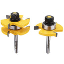 Drillpro RB22 2Pcs Tongue & Groove Router Bit Set 1/4 Inch Shank 3 Teeth T-shape Wood Milling Cutter