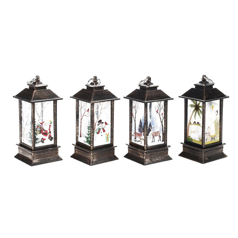 Santa Claus Snowman Jesus Elk Pattern Hanging Christmas Simulation Flame Holiday Night Light Decor