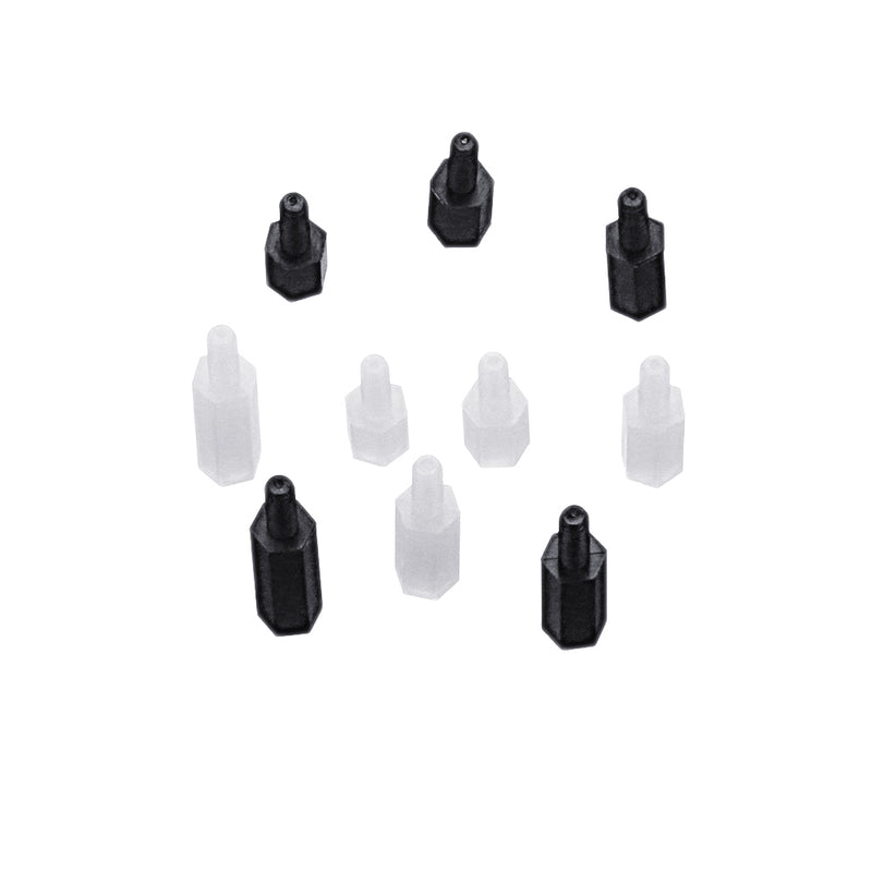Suleve M2.5NH1 100Pcs M2.5 Nylon Hex Screw Black&White Female to Male PCB Standoff Column Set