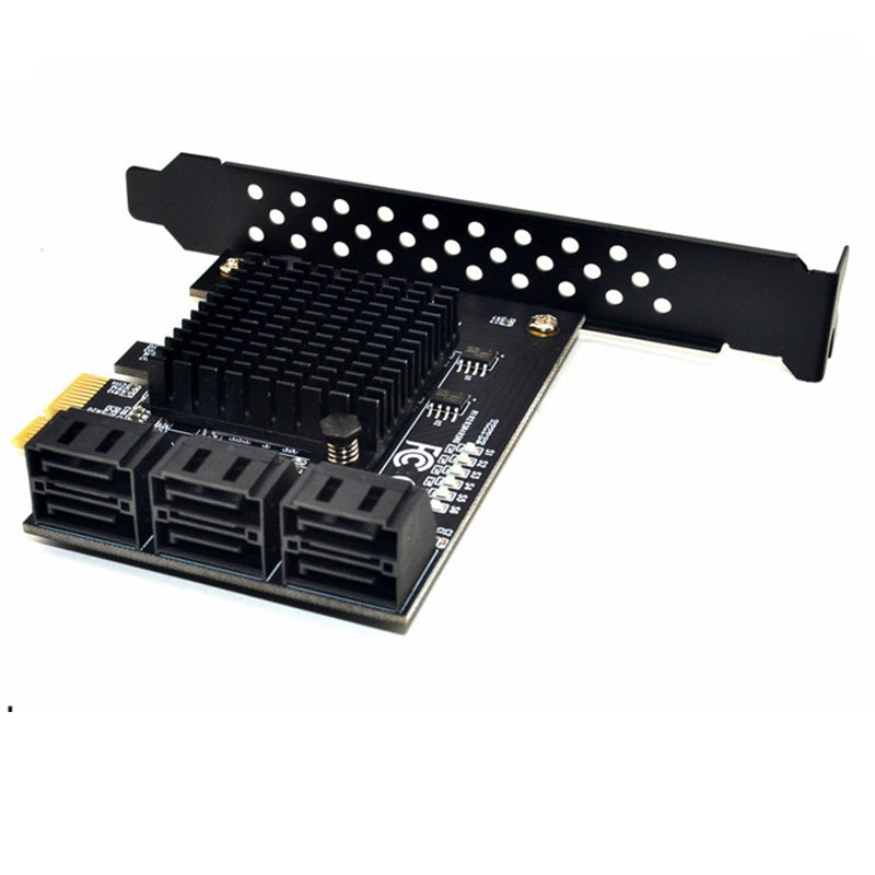 ITHOO PCE6SAT-M01 6 Ports SATA3.0 SSD PCI-E Expansion Card 6Gbps IPFS Hard Disk Adapter for Desktop Computer