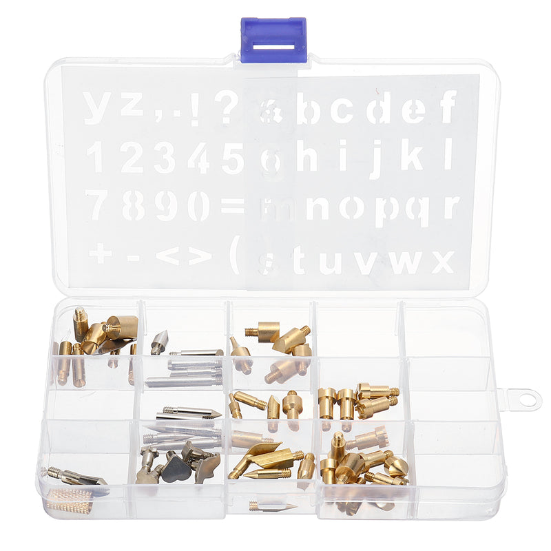 57PCS Wood Burning Tools Kit Craft Soldering Pyrography Art Pen Brass Tips