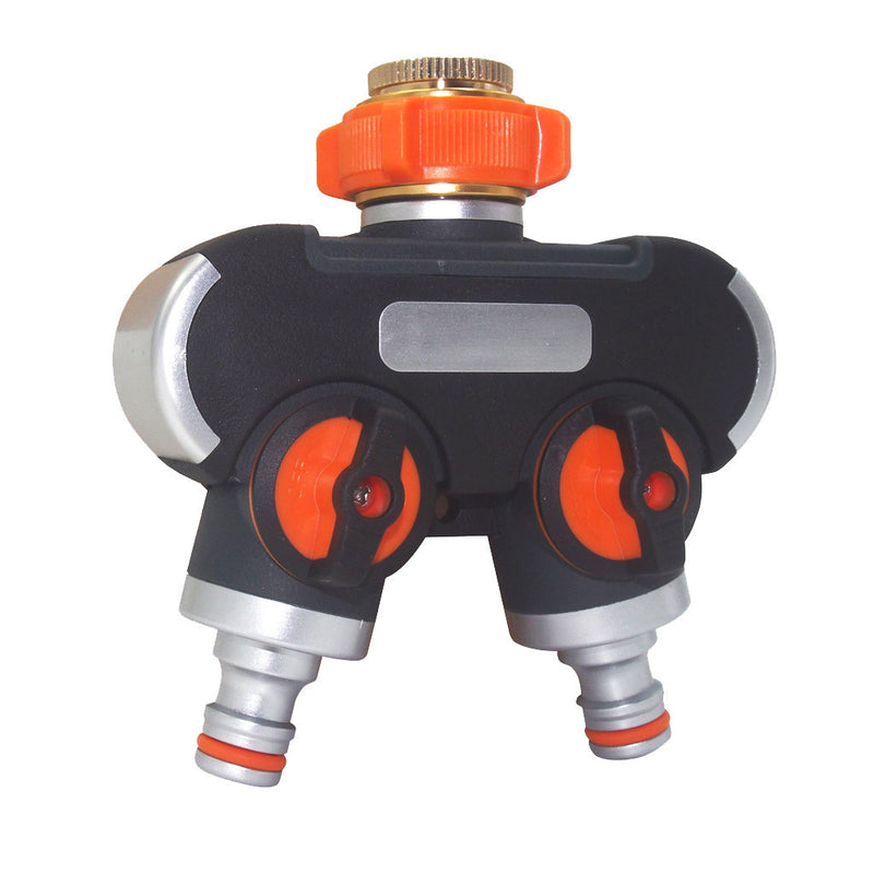 Universal 2 Way Hose Faucet Manifold Water Segregator for 3/4" 1/2" Garden Tap Splitter Water Pipe Divider Hose Quick Connector Nozzle Shut Off Control EU/US Standard