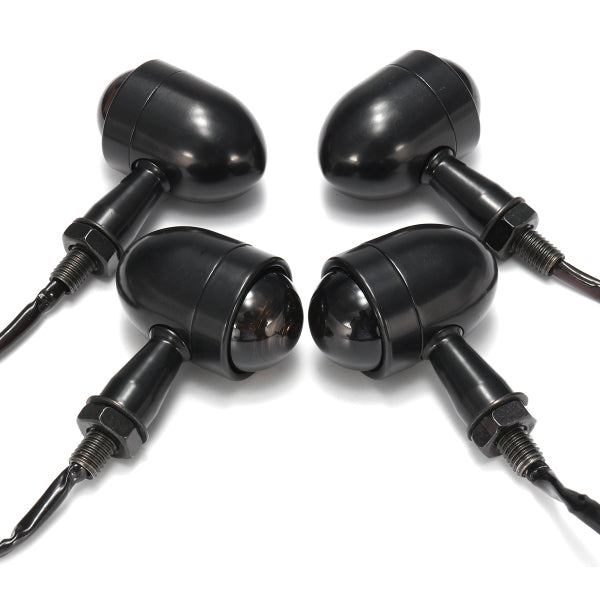 4x Mini Turn Signal Blinker Lights Bulbs & Bracket For Harley Cafe Racer Bobber Chopper