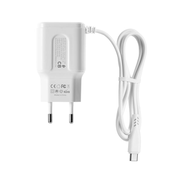REMAX RP-U22 2.4A LED Dual USB Ports Extra Cable EU Plug Wall USB Travel Charger for iPhone 11 Pro Max for Samsung S10+ Xiaomi Redmi K30 5G HUAWEI