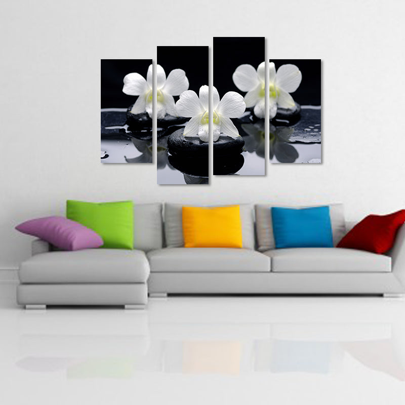 Miico Hand Painted Four Combination Decorative Paintings Three Flowers Wall Art For Home Decoration