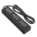 ELE 10 Port USB 3.0 USB HUB Data Hub with Power Adapter Powered High Speed Splitter Extender AC Adapter w/ Cable