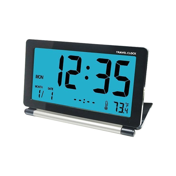 Loskii DC-12 Travel Alarm Clock LCD Mini Digital Desk Folding Electronic Alarm With Backlight