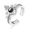 Trendy 100 Languages I Love You Projection Ring Detachable Open Finger Ring Couple Jewelry