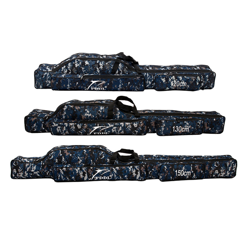 120-150cm Camouflage Portable Fishing Bag Canvas Fishing Pole Storage Bag Case Fishing Gear Tackle