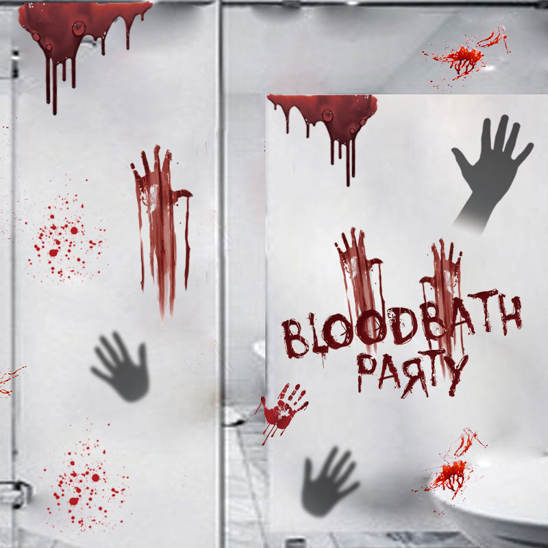 Miico FX64113 Halloween Bloody Handprint Sticker Horror Sticker Art Wall Stickers