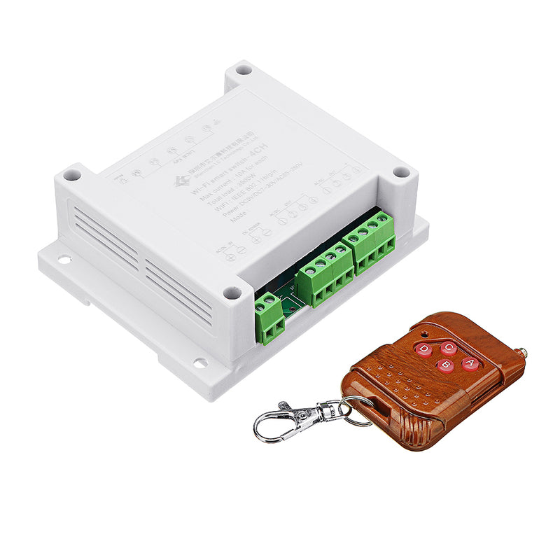 AC 220V 10A Control Smart Switch Point Remote Relay 4 Channel WiFi Module With Shell And 433M Remot