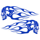 2pcs 13.5x5inch Universal Motorcycle Gas Tank Flames Skull Badge Decal Sticker Red/Blue/Yellow