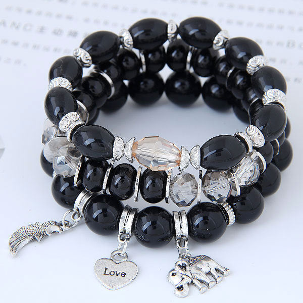 Bohemian Multilayer Bracelet Animal Elephant Heart Colorful Tassel Beaded Pendant Bracelet