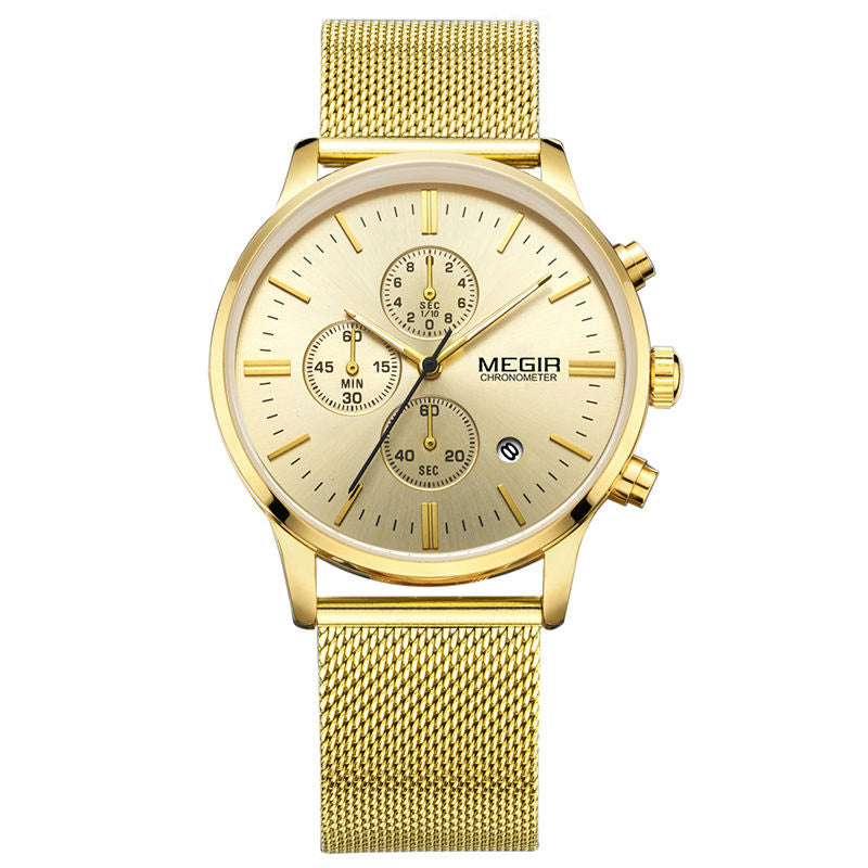 MEGIR 2011G Men Watch Luxury Ultra Slim Business Stainless Steel Strap Quartz Wrist Watch