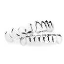 2Pcs Gold Silver Plated Custom Teeth Grill 8 Tooth Hip Hop Top & Bottom Teeth Grill Removable Mouth Grillz set