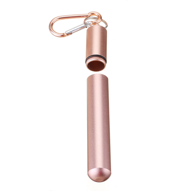 Telescopic Reusable Drinking Straw Portable 3 Fold Stainless Steel Metal with Cleaning Brush