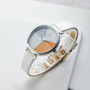 SHENGKE SK K0109 Fashion Color Segmentation Ladies Casual Dial Leather Band Women Quartz Watch