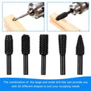 Drillpro 20PCS Drill Bit Set 10PCS Router Bits Woodworking File Rasp Drill Bit 1/8 Inch Shank and 10PCS Router Burrs Embossed Grinding Head 1/4 Inch Shank for DIY Woodworking Carving Drilling