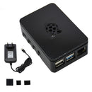 Updated ABS Enclosure Box V4 Case+5V/3A EU Standard Plug Power Supply+3*Black Heat Sink Set for Raspberry Pi 4