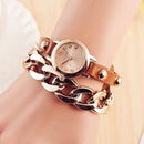 Fashion Women Winding Bracelet Watch Leather Band Ladies Dress Quartz Watch