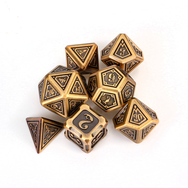7pcs Set Embossed Heavy Metal Polyhedral Dices DND RPG MTG Role Playing Board Game Dices Set Zinc Alloy