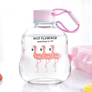 Portable Cup Lovely Flamingo Pattern Glass Cup Children Favorite Water Bottle Glass Cup