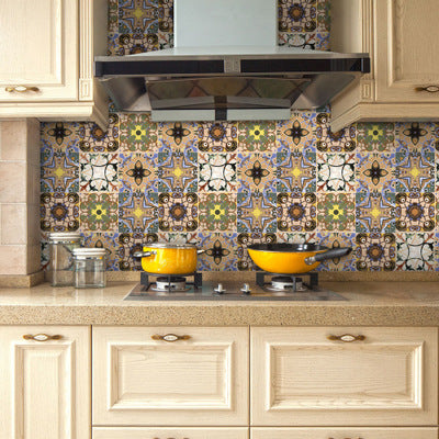 Retro Self-adhesive Wall Sticker Home Tiles Floor Background Kitchen PVC Anti-oil Wall Stickers