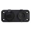 Jtron Car Charger DC 12V 24V Dual 5V 2.1A USB Socket Plus 20A Cigarette Lighter Socket Black Color