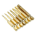 BROPPE 7Pcs Gold 50mm 1.5-6.0mm Magnetic Hex Head Screwdriver Bits 1/4 Inch Hex Shank Screwdriver