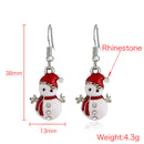Sweet Earring Drop Earrings Red Christmas Snowman Rhinestone Earrings Cute Jewelry For Women