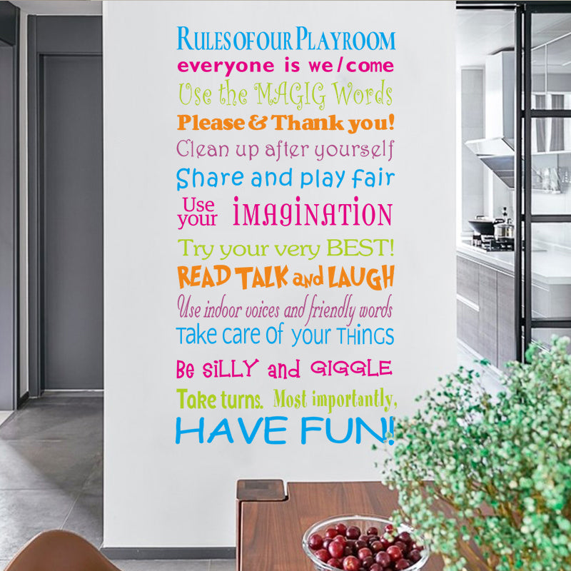 Miico FX1248 House Rules Wall Sticker Letter Proverbs Decorative Sticker Bedroom Decoration