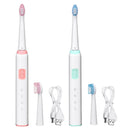 USB Electric Toothbrush Rechargeable Smart IPX7 Waterproof Timer 3 Modes Toothbrush with 2 Brush Heads