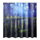 180x180cm Rhone River Night Bathroom Shower Curtains Lid Toilet Cover Mat Rug Set