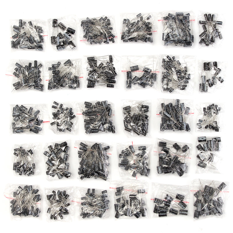900 Pcs Electrolytic Capacitors 20% 30 Value Assortment Kit 0.1uF~1000uF