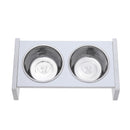 Raise Pet Bowls Cat Pet Food Water Bowl Stand Feeder w/ 2 Stainless Steel Bowls and Anti Slip Feet for Small Medium Cats and Dogs