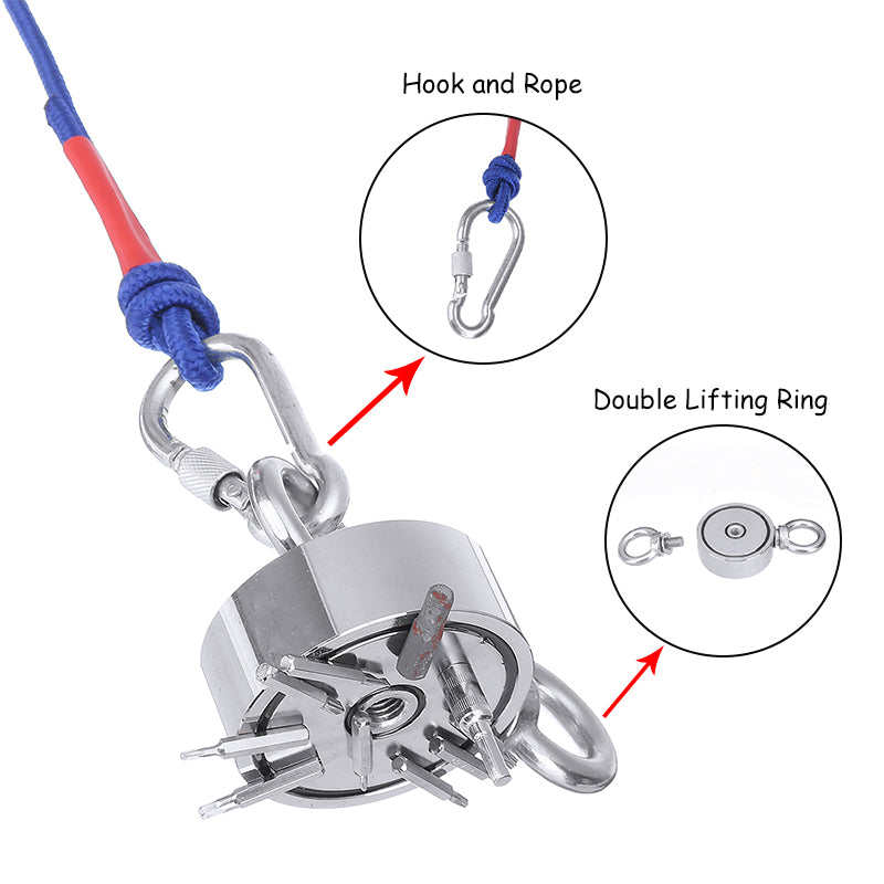 Strong Salvage Magnet Pot Fishing Magnet Deep Sea Magnetic Hook Neodymium Recovery Magnet Tool