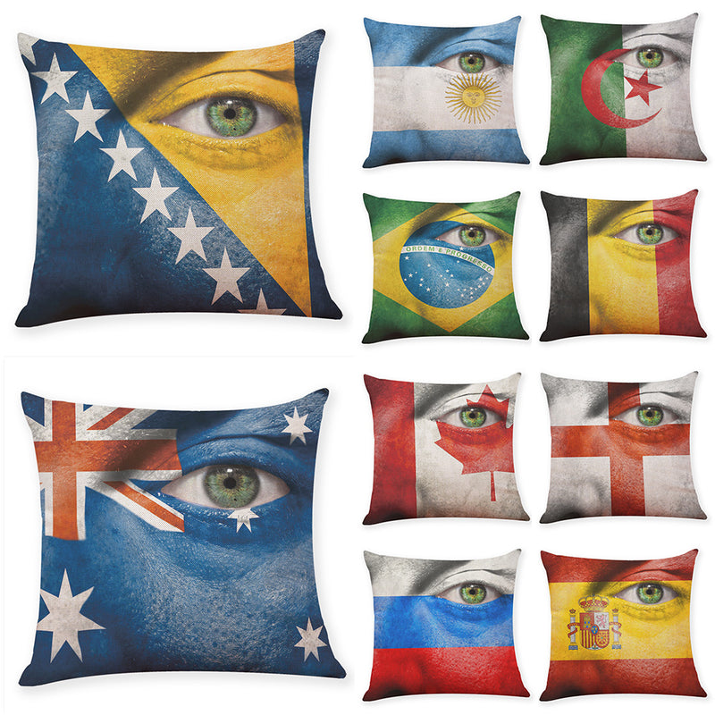 Honana BX The 2018 World Cup Cotton Linen Cushion Pillow Case Eye National Flag Pillow Cover