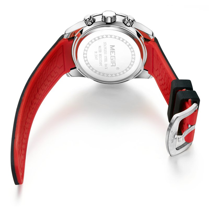 MEGIR 2045 Sport Watches Military Chronograph Silicone Strap Men Quartz Watch