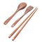 3Pcs/set Portble Wooden Chopsticks Spoon Fork Tableware Japanese Style With Storage Bag