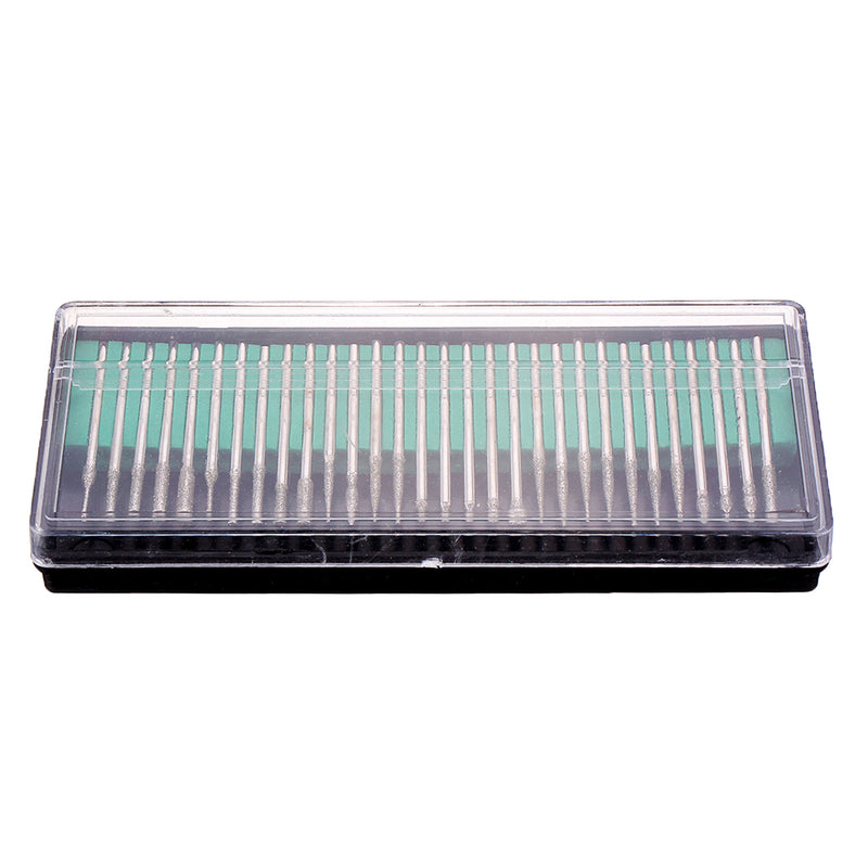 30PCS Diamond Burrs Grits Rotary Tool Drill Bit Manicure Pedicure Grinding Accessories Kit Nail Art Polish