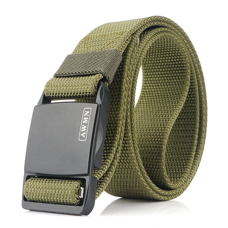 AWMN 125cmx3.8cm Military Tactical Belt Outdoor Zinc Alloy Magnetic Buckle Casual Belts Canvas Waist Belts