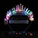 LED Crown Crystal Headband Headdress Garland Bridal Jewelry 3 Mode Flash Light Christmas Halloween Party Gift