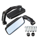 Universal Motorcycle Bike Rectangle Rear View Mirrors 8mm 10mm Black Carbon