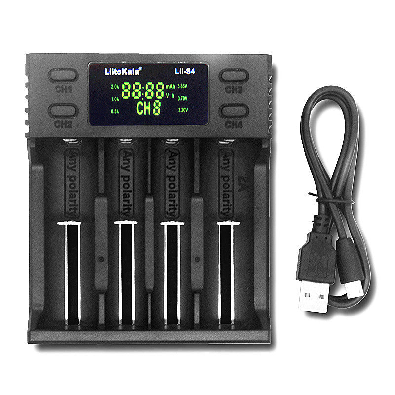 LiitoKala LII-S4 LCD Battery Charger 3.7V 18650 18350 18500 16340 21700 20700B 20700 14500 26650