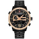 NAVIFORCE NF9119 Men Watch Luxury Dual Display Stainless Steel Strap Business Quartz Watch