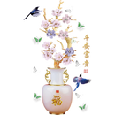 Miico SK9335 Vase Painting Sticker Living Room Bedroom Door Background Decorative Wall Sticker
