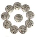 10Pcs RounD-shape Carve Words Pendants DIY Jewelry Accessories